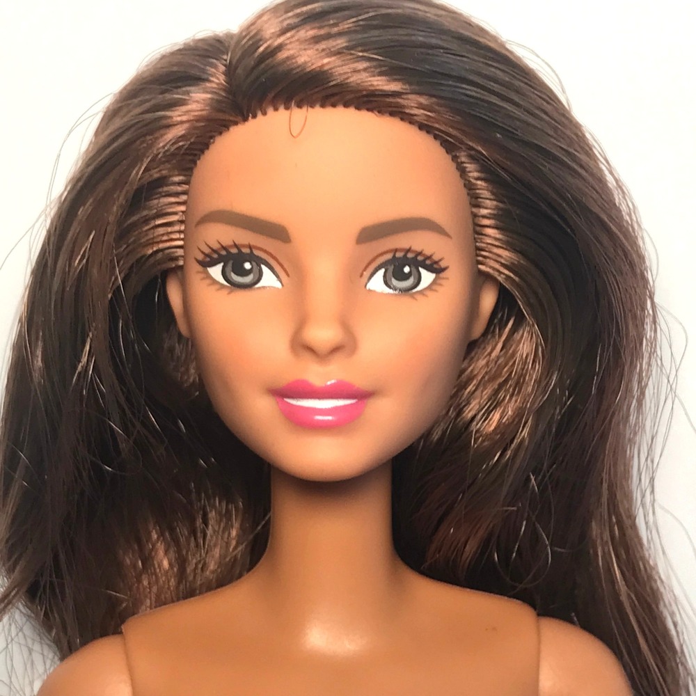 Nude Barbie Brown Hair & Eyes Neysa Face FNJ40 Body Swap Fashionistas Doll